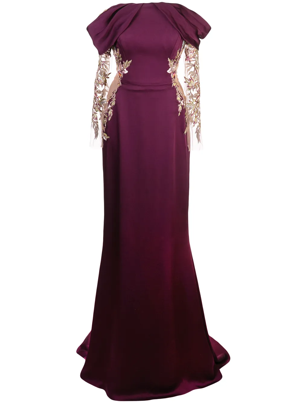 Marchesa Satin Gown With Embellished cut-out - Farfetch
