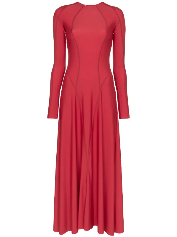 red jersey midi dress