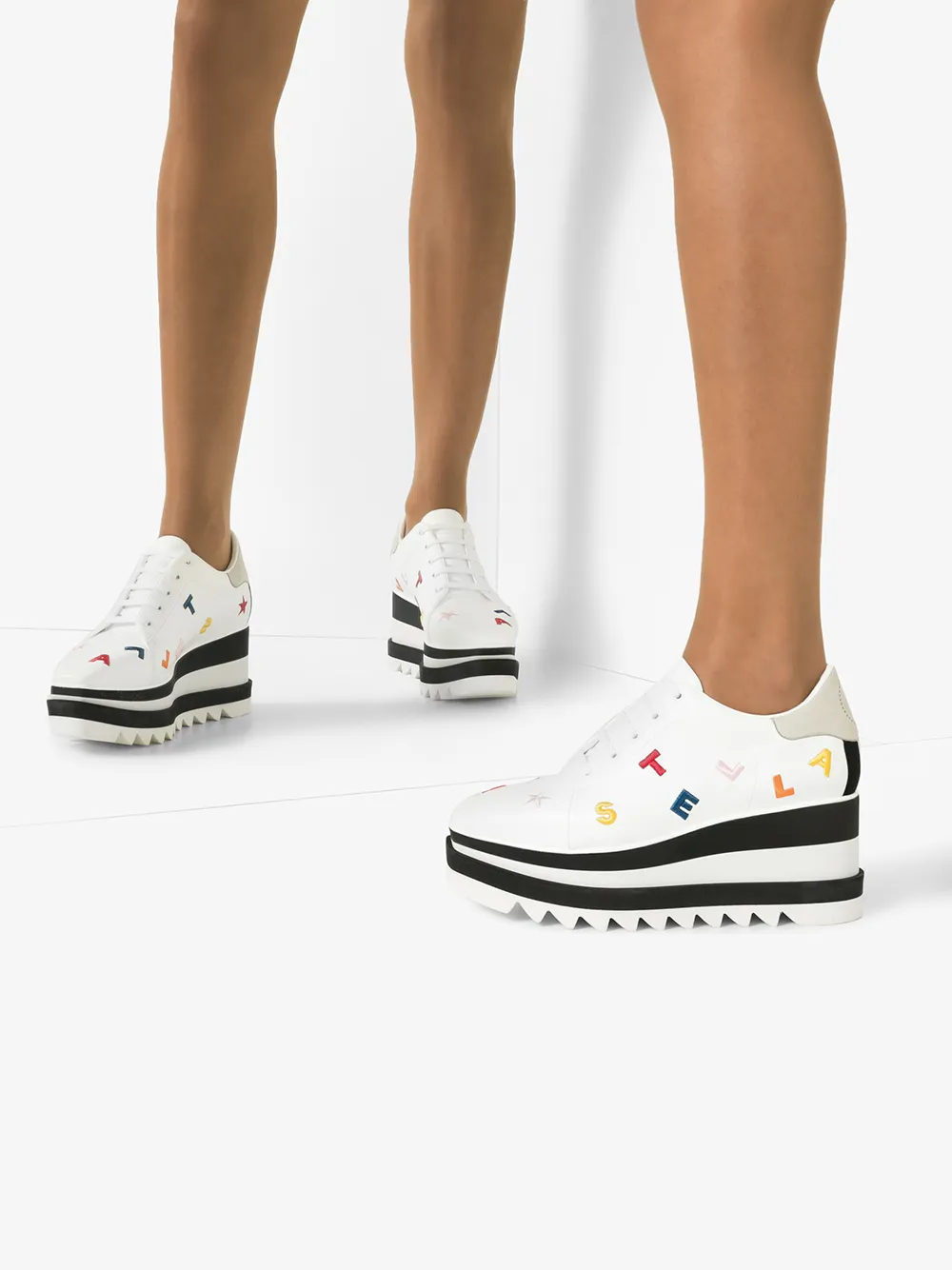 Stella McCartney Elyse embroidered flatform sneakers