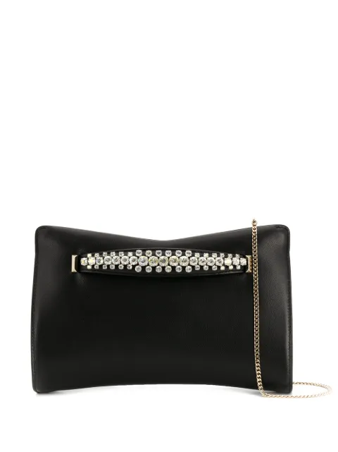 Click to view more detailed imagery on our partner's website Jimmy Choo Nappa Leather Clutch With Crystal Bracelet Handle In Black