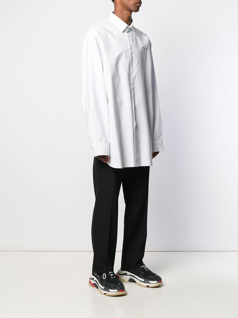 Off-White Floral Embroidered Striped Oversized Shirt - Farfetch