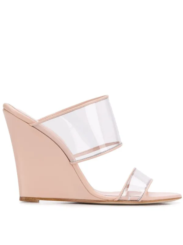 clear strap mule heels