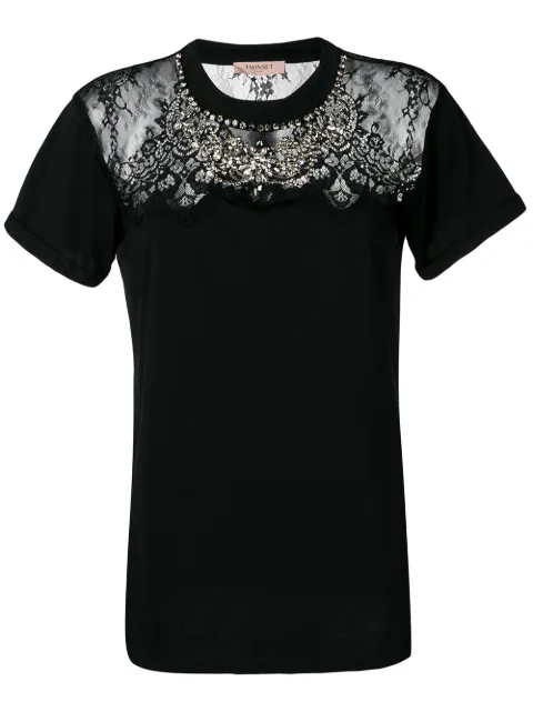 TWINSET lace-panelled T-shirt