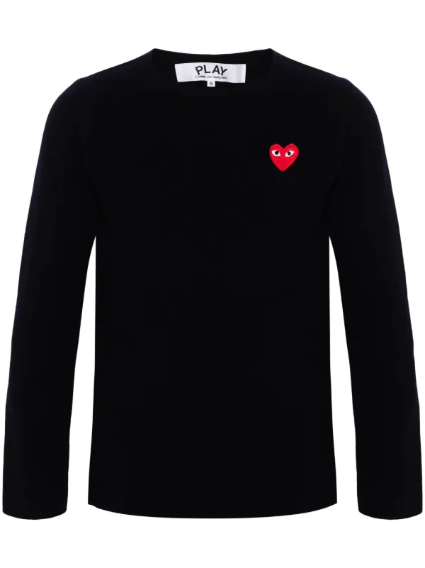 Comme Des Garçons Play Embroidered Logo Jumper Blue Farfetch
