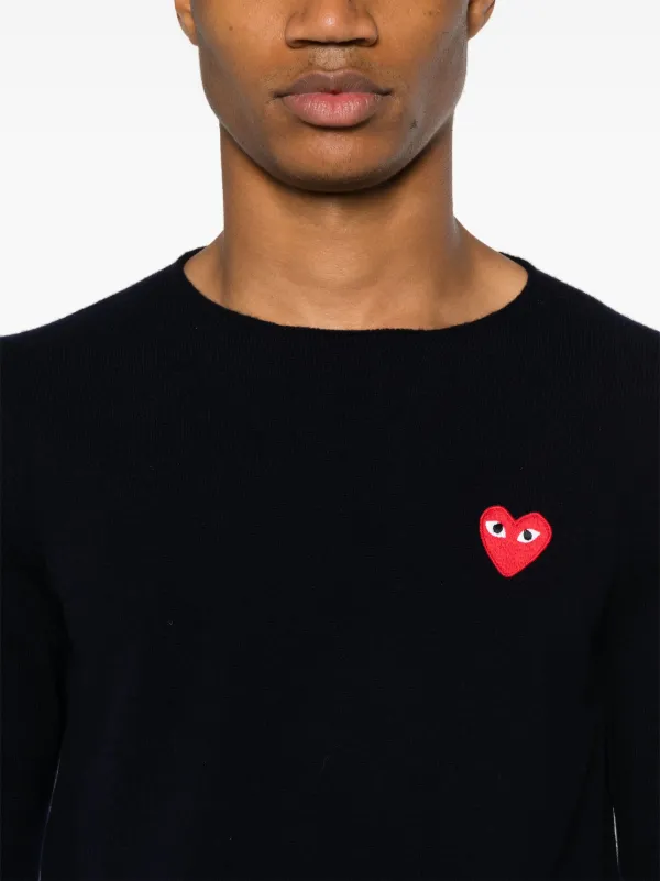 Comme Des Garçons Play Embroidered Logo Jumper Blue FARFETCH AO