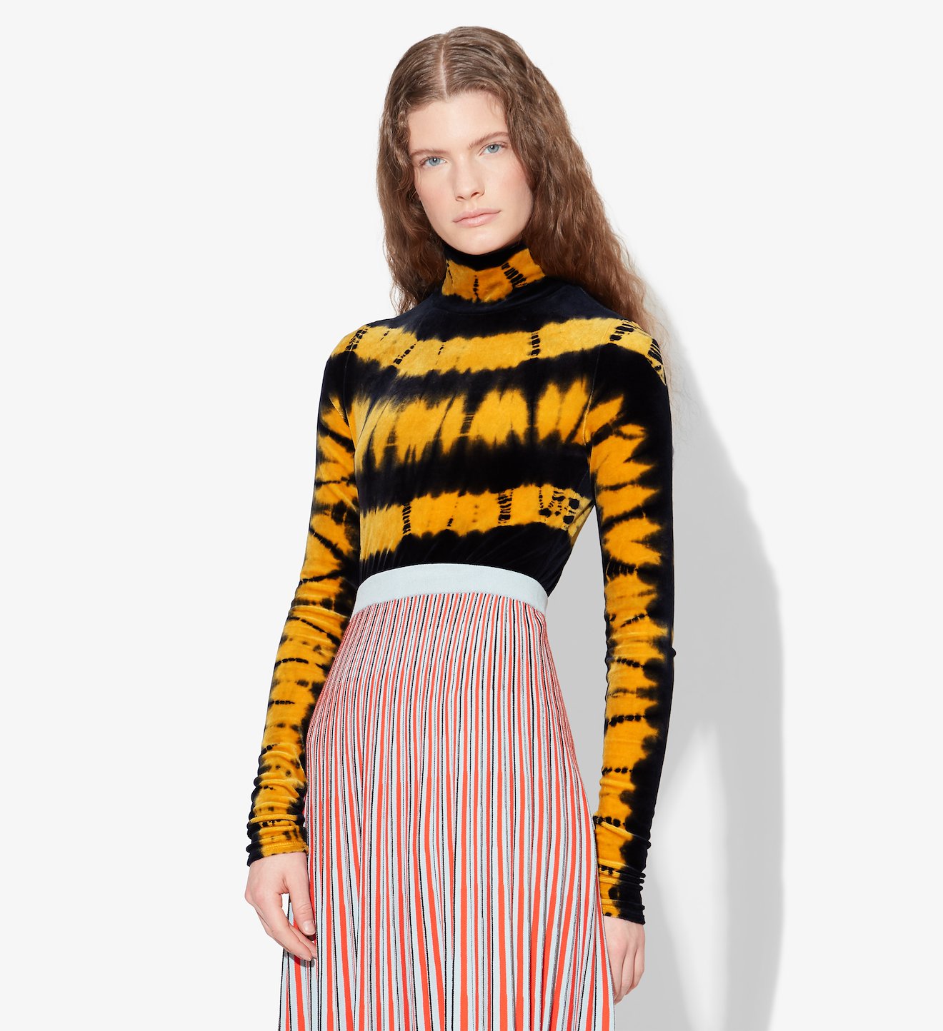 Tie Dye Velvet Turtleneck Top