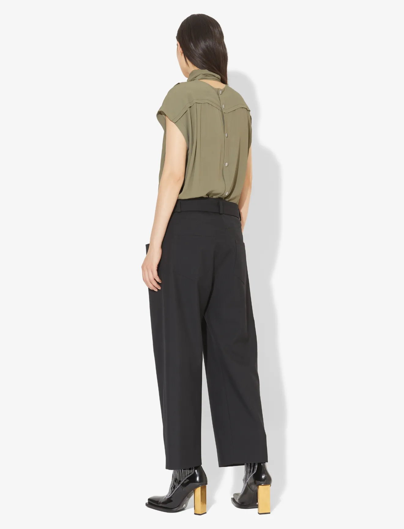 Short Sleeve Scarf Top in grey 