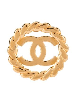 CHANEL Pre-Owned CHANEL CC Logos Brooch Pin Gold Corsage - Farfetch