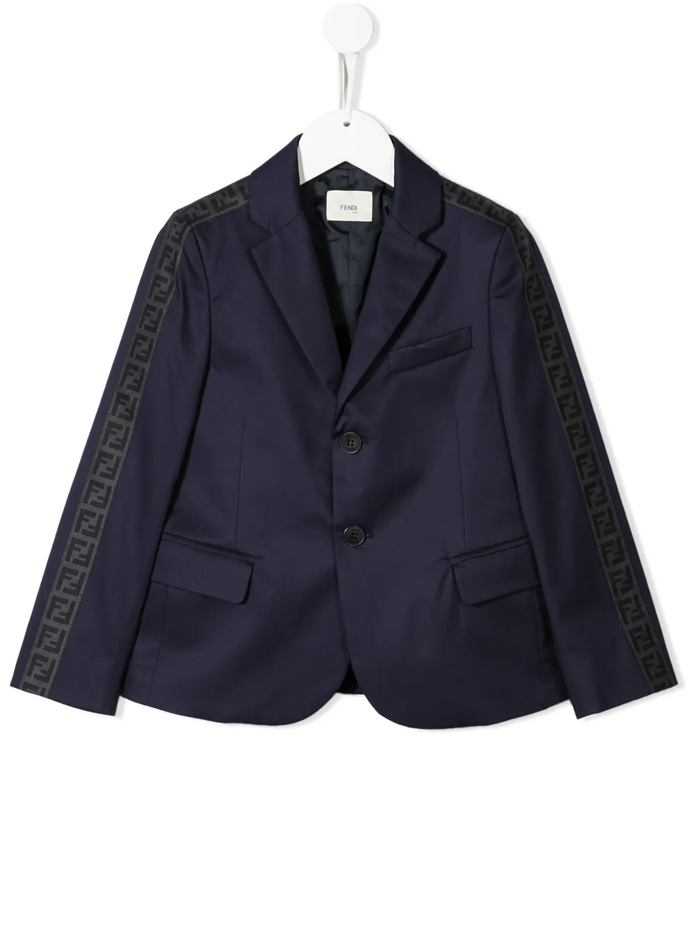 Fendi Kids blazer à bandes monogrammées - Bleu Fendi Kids blazer à bandes monogrammées - Bleu