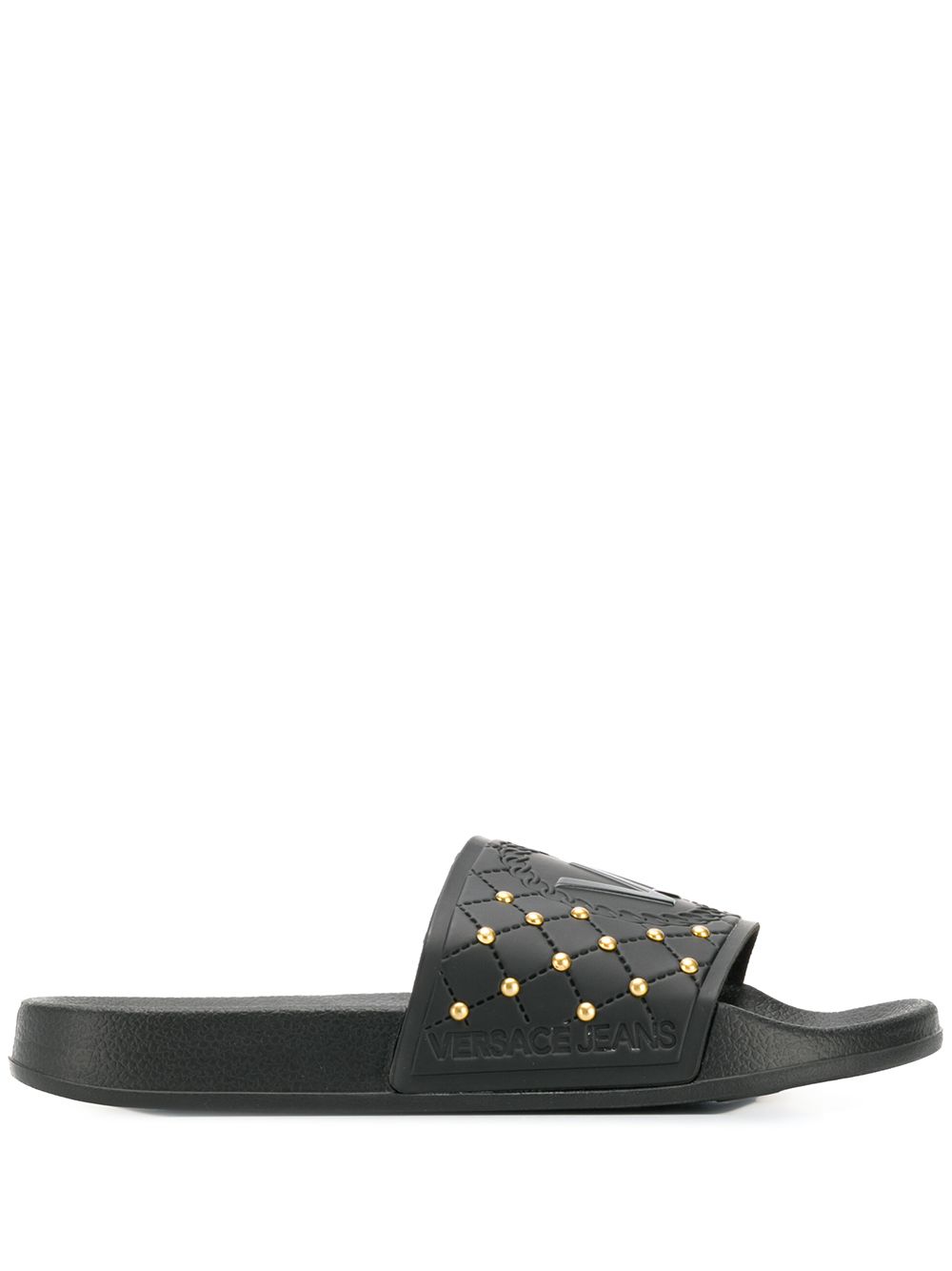 Versace Jeans Shoes VERSACE JEANS PANTOLETTEN MIT LOGO - SCHWARZ