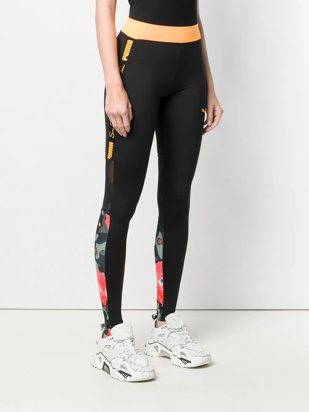 PUMA Legging met contrast tailleband Zwart