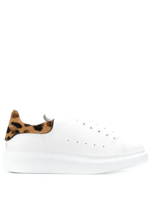 Click to view more detailed imagery on our partner's website Alexander Mcqueen 'Oversized Sneakers' In Leather With Leopard Print Ponyhair Collar In White
