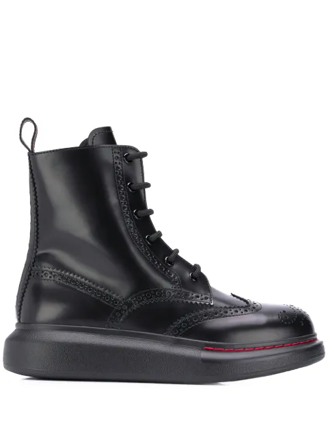 Click to view more detailed imagery on our partner's website Alexander Mcqueen Leather Exaggerated-Sole Ankle Boots In Black
