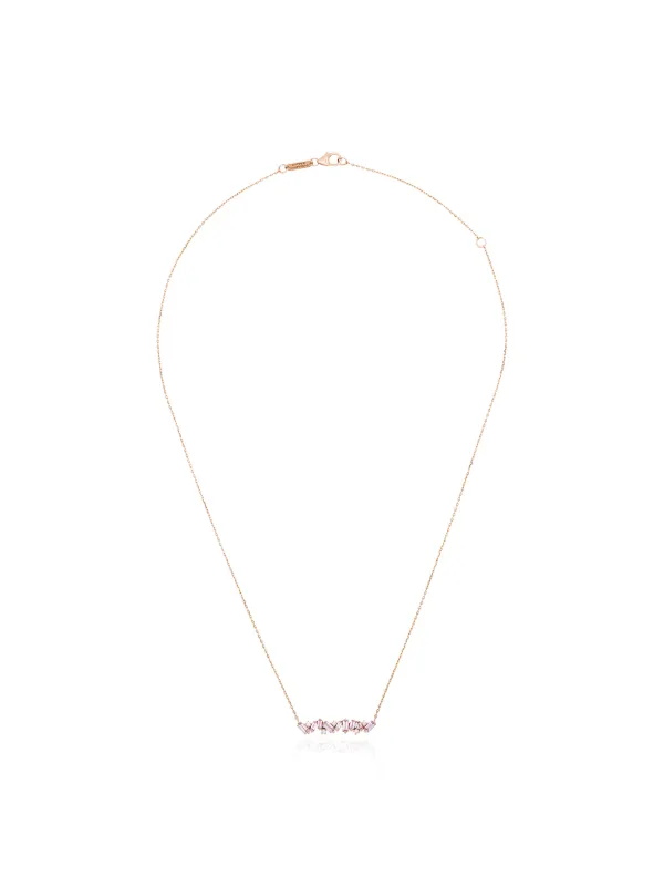 Suzanne Kalan 18kt Rose Gold Sapphire Bar Necklace in Pink