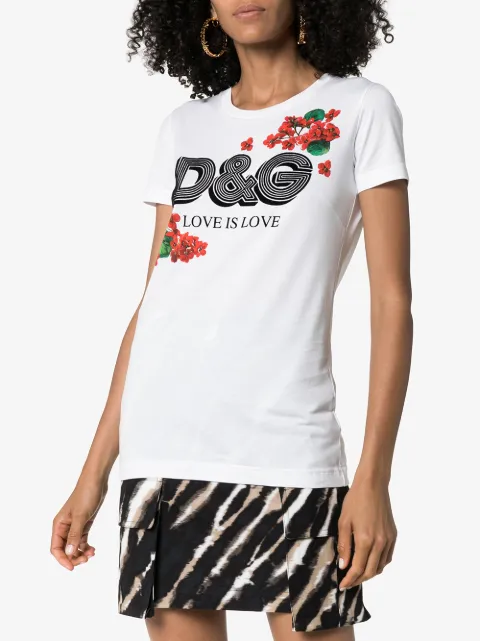 Dolce & Gabbana Flocked Floral-Print Cotton-Jersey T-Shirt In White
