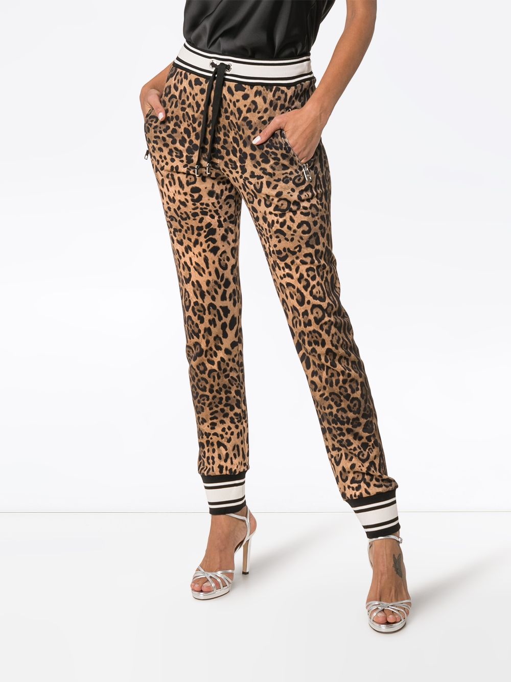 фото Dolce & Gabbana спортивные брюки с леопардовым принтом