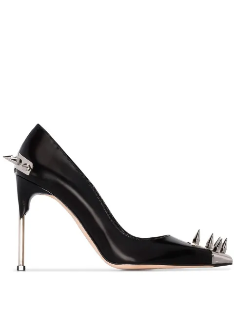 Click to view more detailed imagery on our partner's website Alexander Mcqueen Embellished Leather Pumps In Black