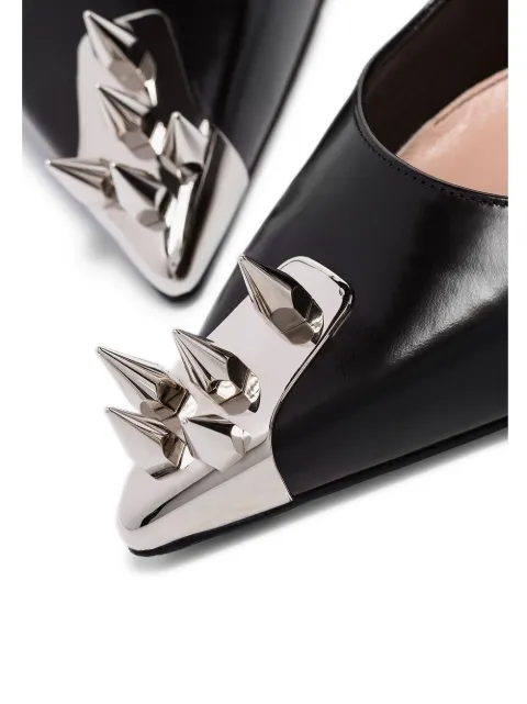 Alexander Mcqueen Metallic Spike-Studded Leather Pumps In Black