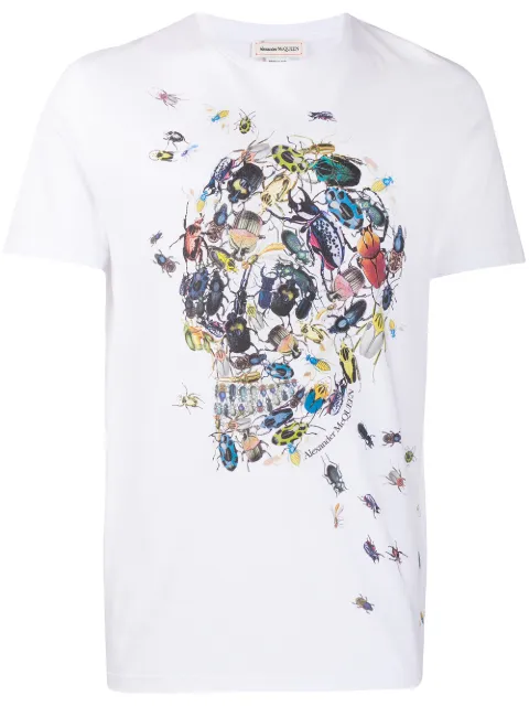 Click to view more detailed imagery on our partner's website Alexander Mcqueen Beetle Skull-Print Cotton-Jersey T-Shirt In White
