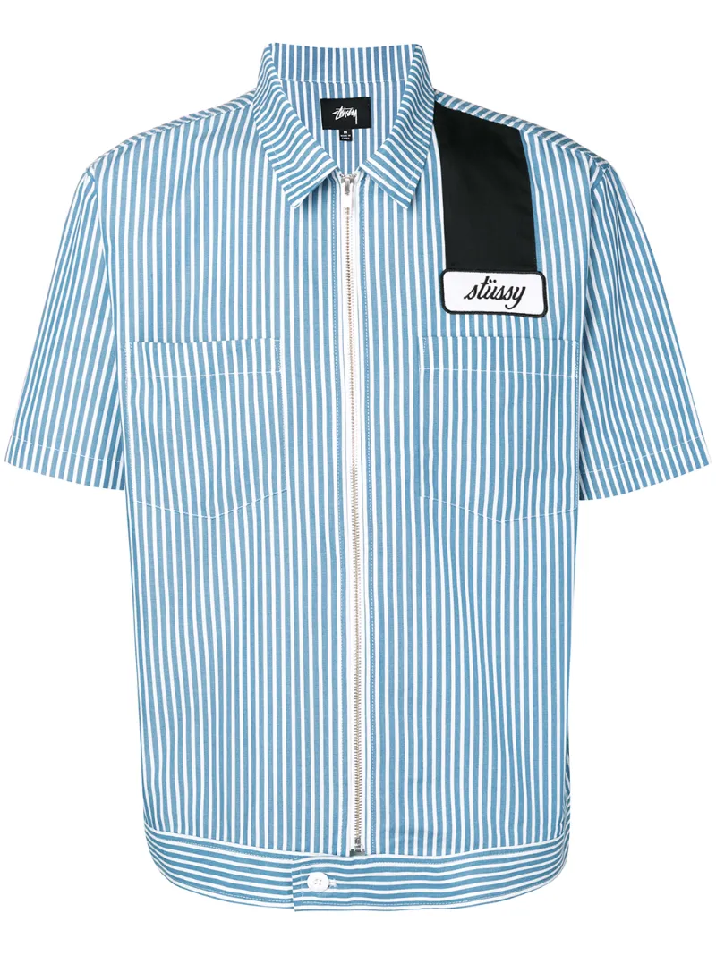 Stussy полосатая рубашка на молнии