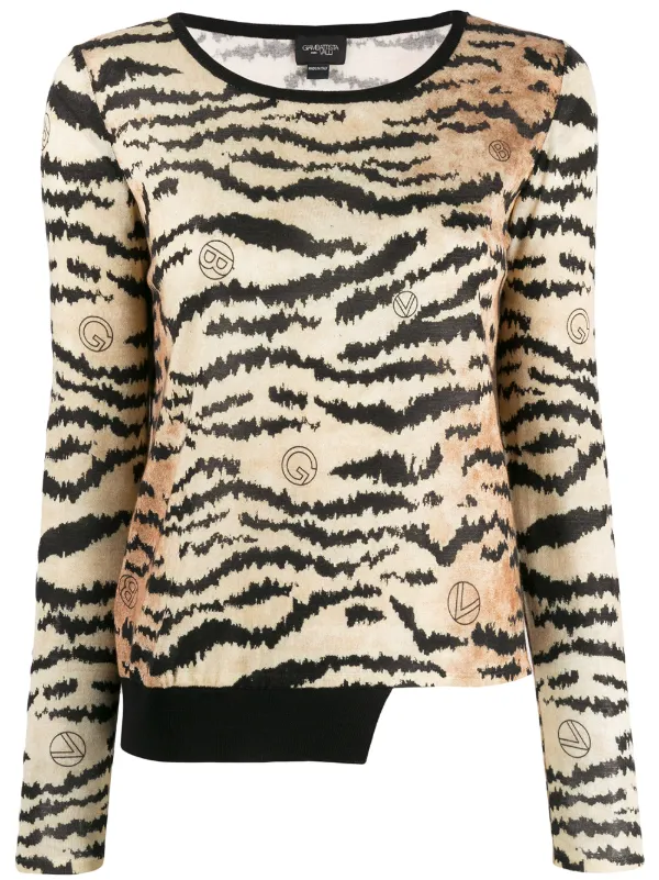 Giambattista Valli Tiger Print Jumper in Neutrals