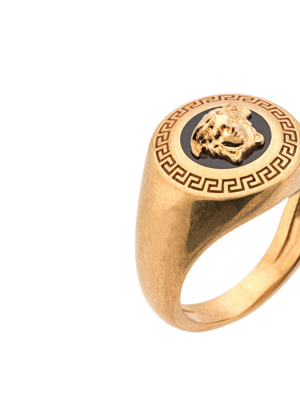 Shop Versace Medusa Enamel Signet Ring In Gold