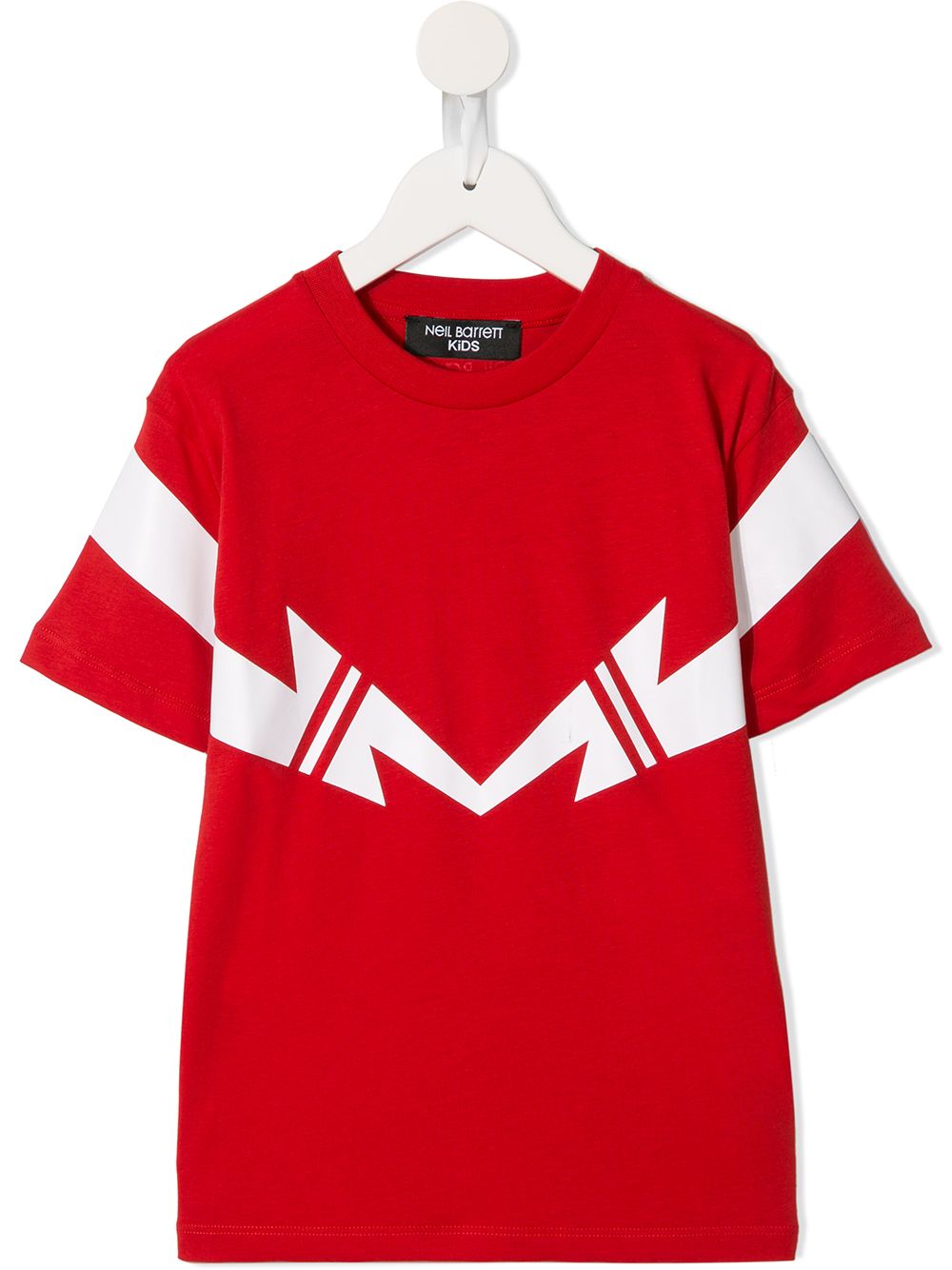 Neil Barrett Kids' Mirrored Sport Thunderbolt T-shirt In 红色