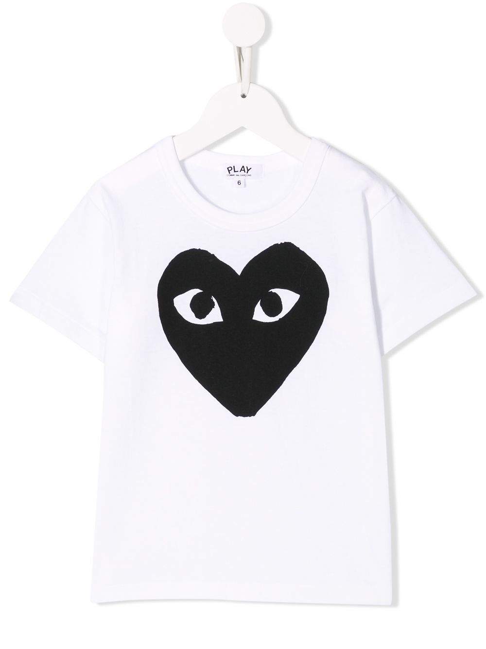 Shop white Comme Des Garçons Play Kids heart logo cotton T-shirt with ...