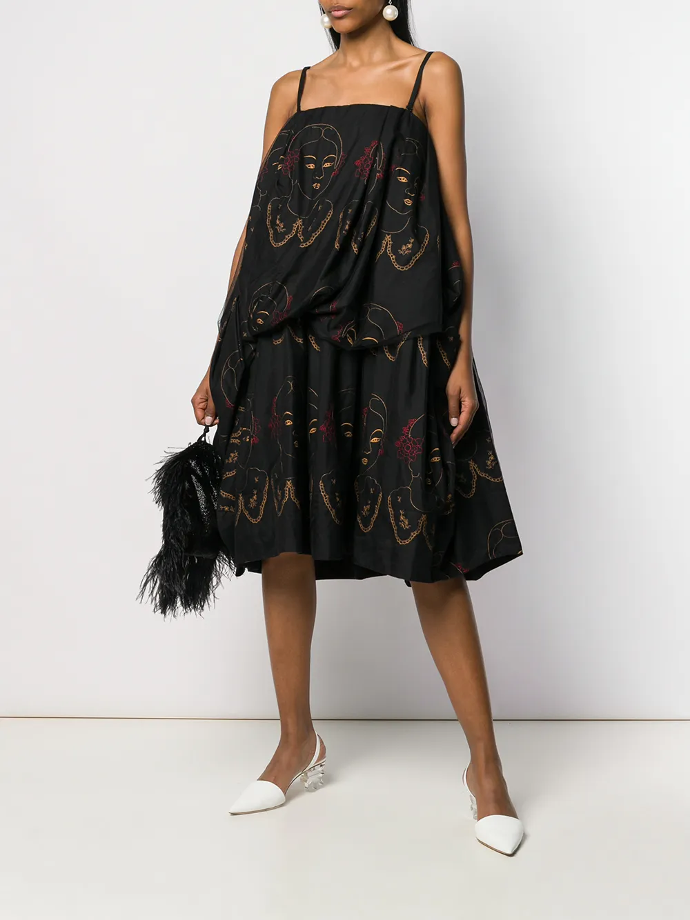Simone Rocha Jurk met gezichten print Zwart