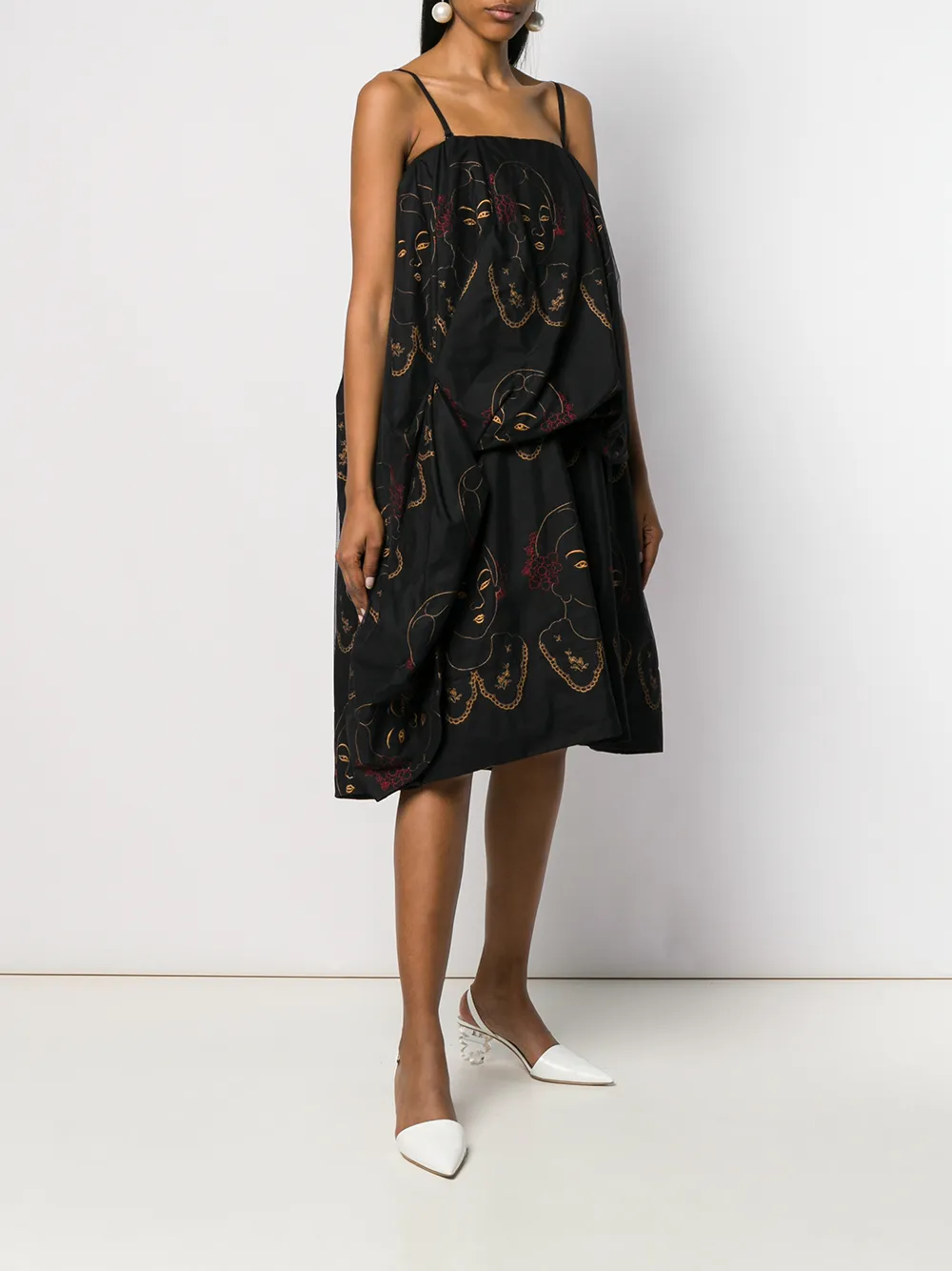 Simone Rocha Jurk met gezichten print Zwart