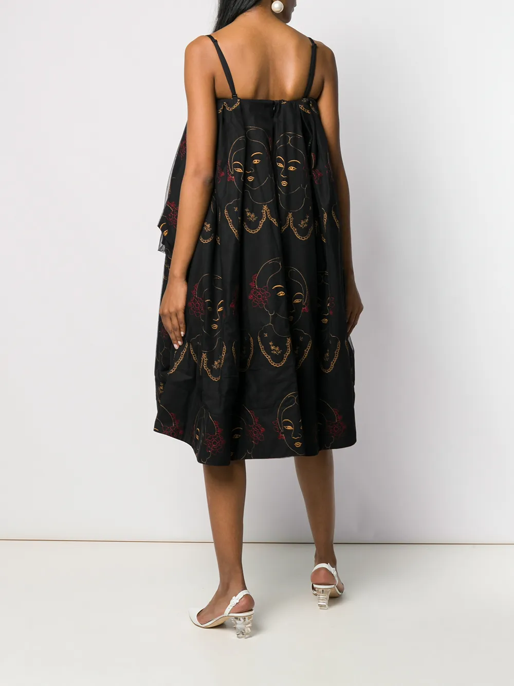Simone Rocha Jurk met gezichten print Zwart