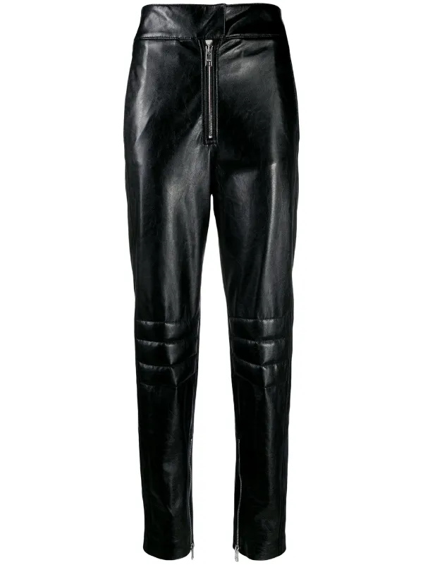 black leather look trousers