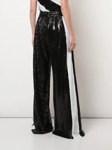 gold sequin wide leg trousers