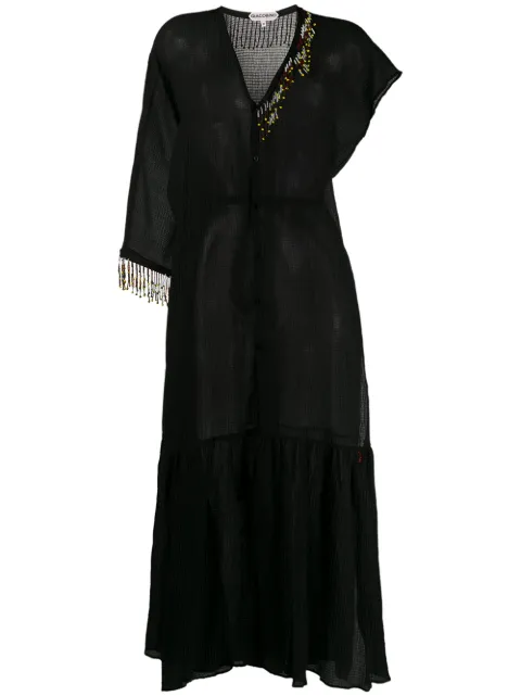 Giacobino robe-chemise mi-longue brodée de perles