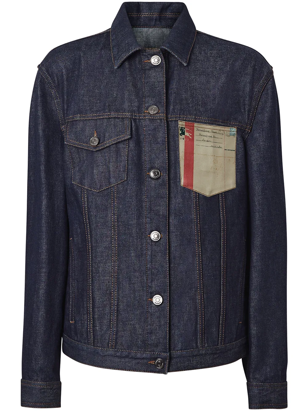 Burberry Postcard Motif Japanese Selvedge Denim Jacket In Blue