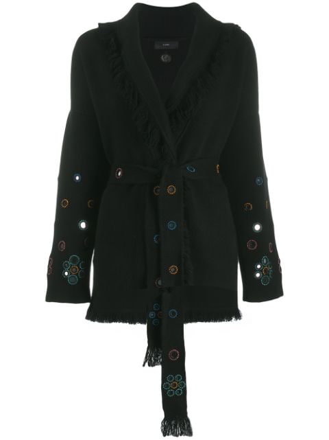 ALANUI ALANUI CASHMERE EYELET DETAILED BELTED JACKET - BLACK