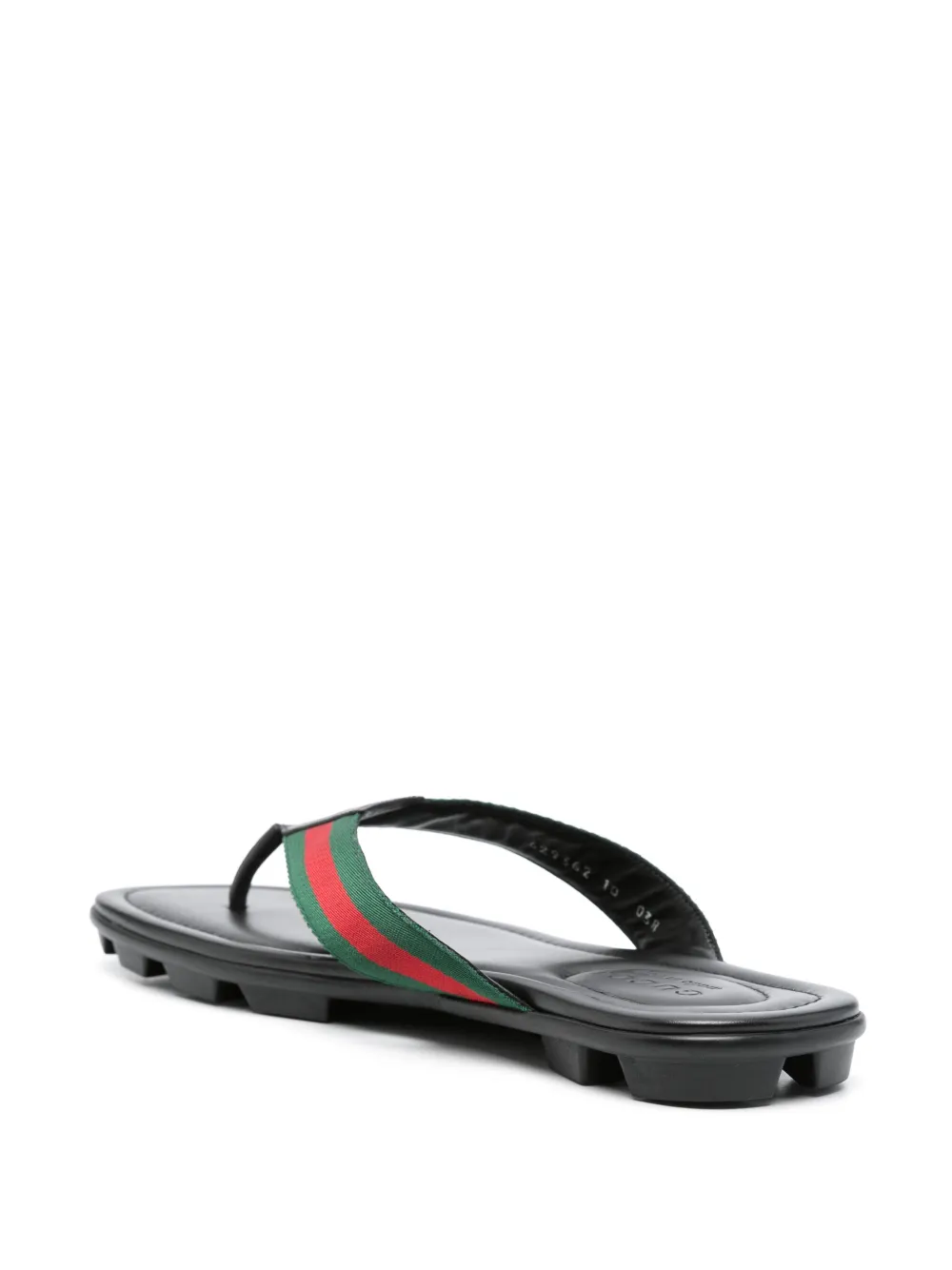  Gucci Web-stripe Leather Slides - Black 