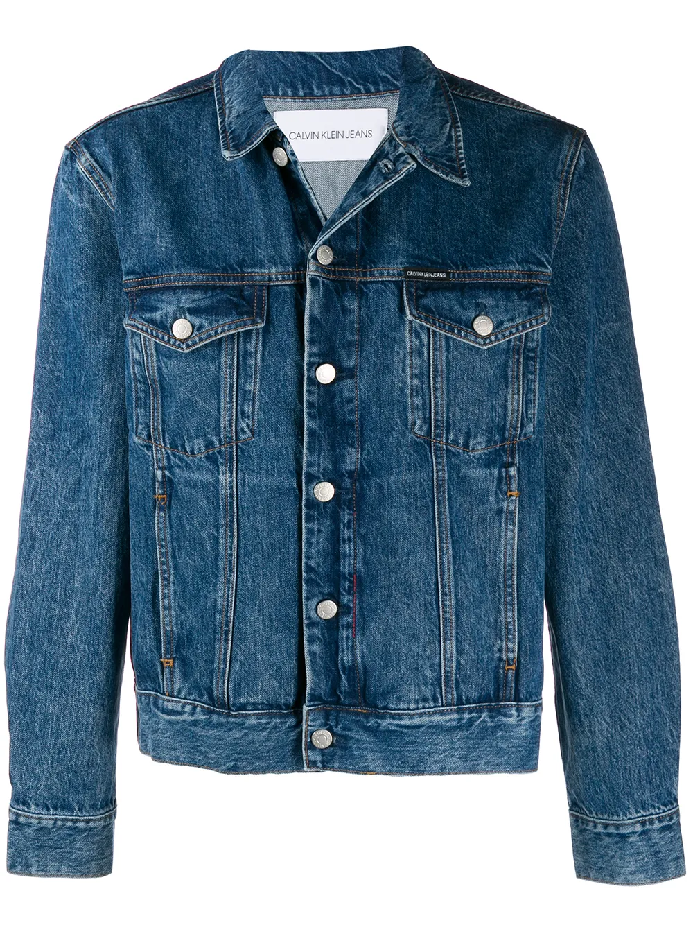 calvin klein archive stripe denim trucker jacket