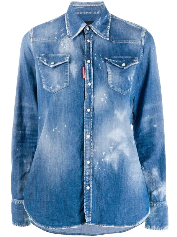 distressed denim shirt