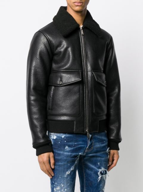 Shop black Dsquared2 shearling aviator jacket with Express Delivery ...