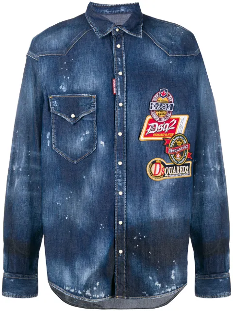 Western embroidered patches shirt