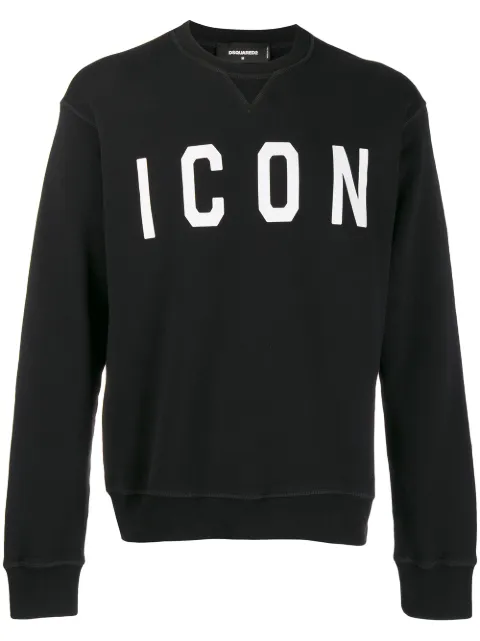 Click to view more detailed imagery on our partner's website Dsquared2 Icon Printed Cotton Jersey Sweatshirt In Black