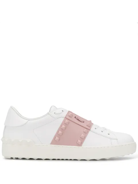 Click to view more detailed imagery on our partner's website Valentino 'Rockstud Untitled 11' Colourblock Leather Sneakers In 834 Bianco+Water Rose