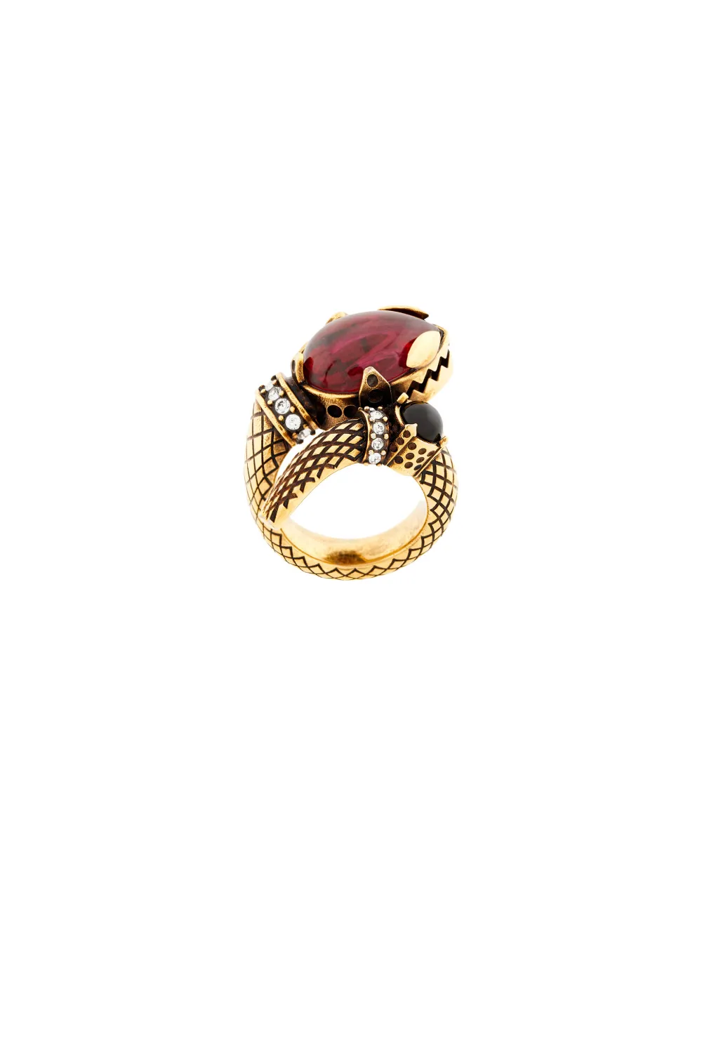 Click to view more detailed imagery on our partner's website Roberto Cavalli Swarovski Crystal Snake Ring In Gold