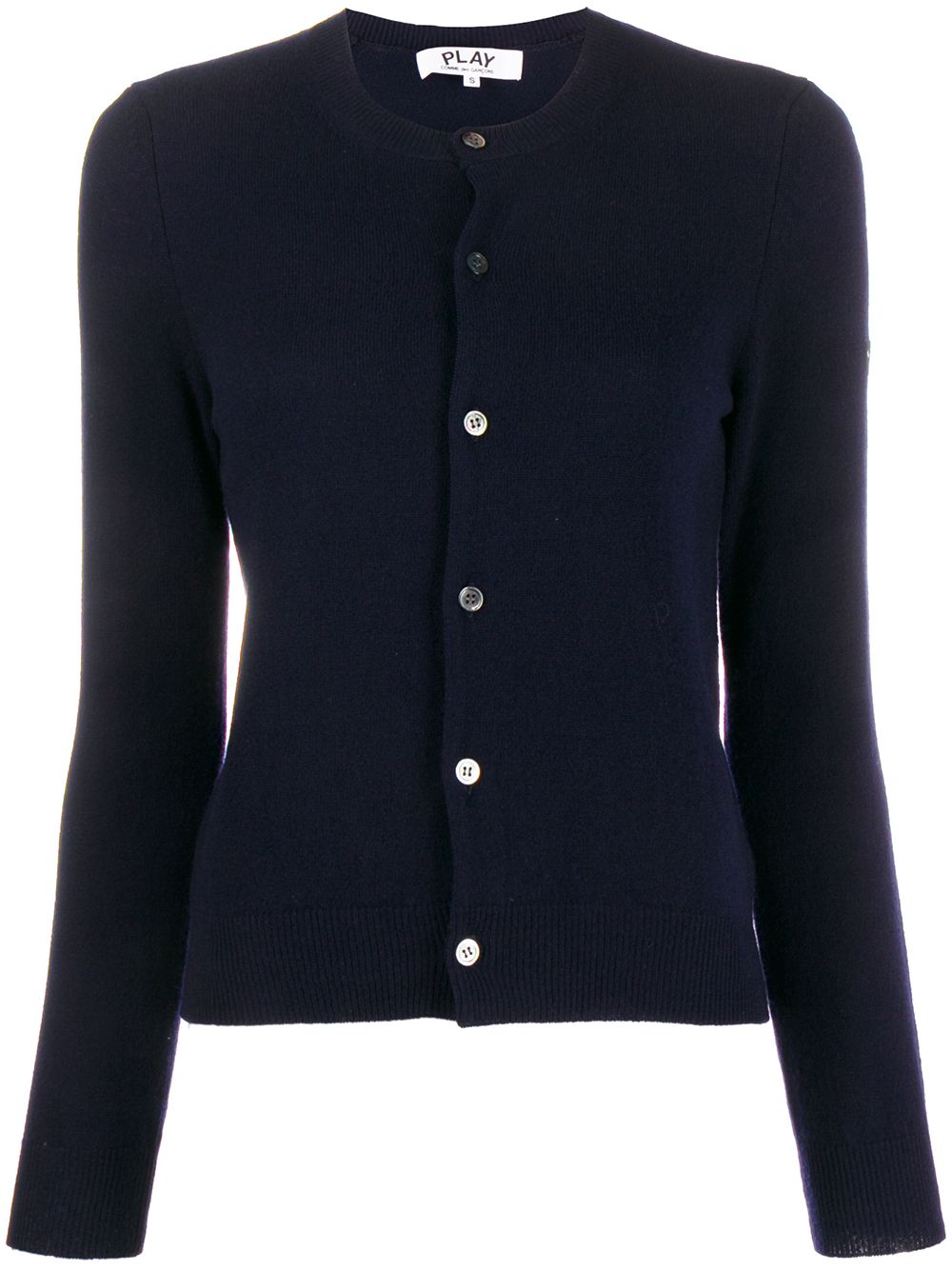 Shop Comme Des Garçons Play Classic Knit Cardigan In Blue