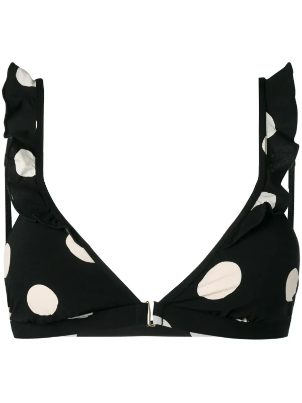 black and white polka dot bikini top