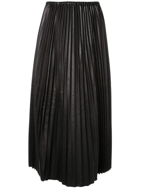 Valentino Garavani pleated leather skirt