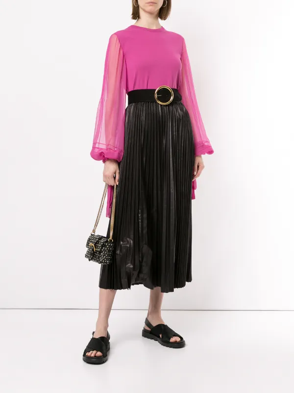 VALENTINO ヴァレンティノ スカート ブラック VALENTINO ヴァレンティノ プリーツ スカート スパンコール V