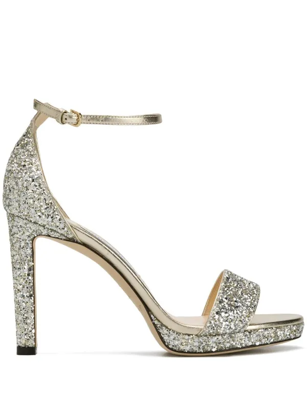 white sparkle heels