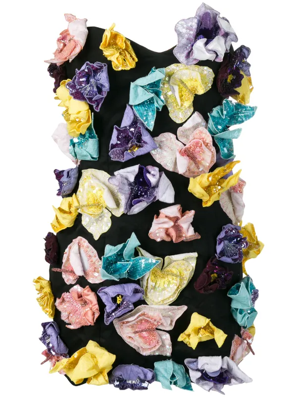 The Attico Strapless Embellished Mini Dress in Black
